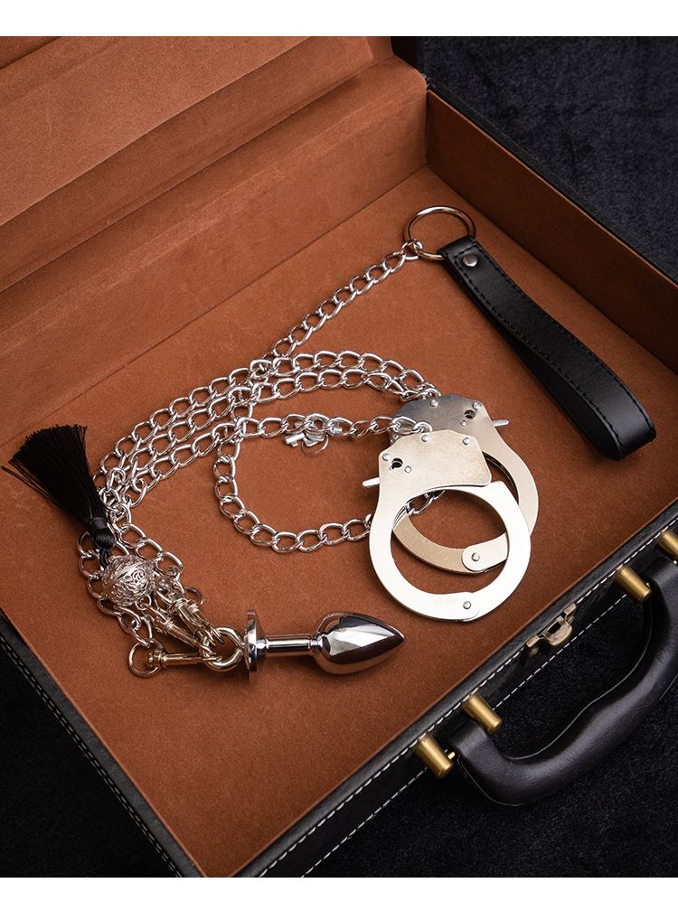 Black Wolf Metal With Brushes Crystal Beads Plug Handcuffs Prostate Massager Anal Vibrator Adult Toys Sex Store_voghion.com