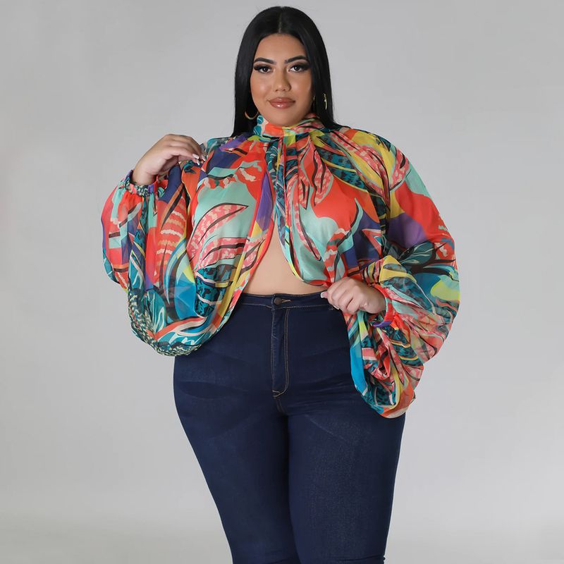 Damen-Oberteil in Übergröße, Übergröße, Damenbekleidung, Rundhalsausschnitt, offener Rücken, Chiffon-Schnüroberteil für Damen_voghion.com