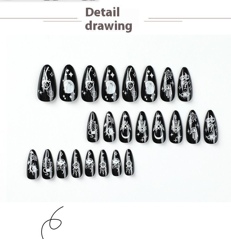 Nail Pieces with Star Moon and Small Snake Patterns Detachable for Wearing Nails_voghion.com