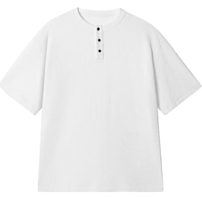 Maglietta a maniche corte con scollo rotondo a nido d'ape, nuova moda estate 2025, casual, ampia e alla moda, di marca._voghion.com