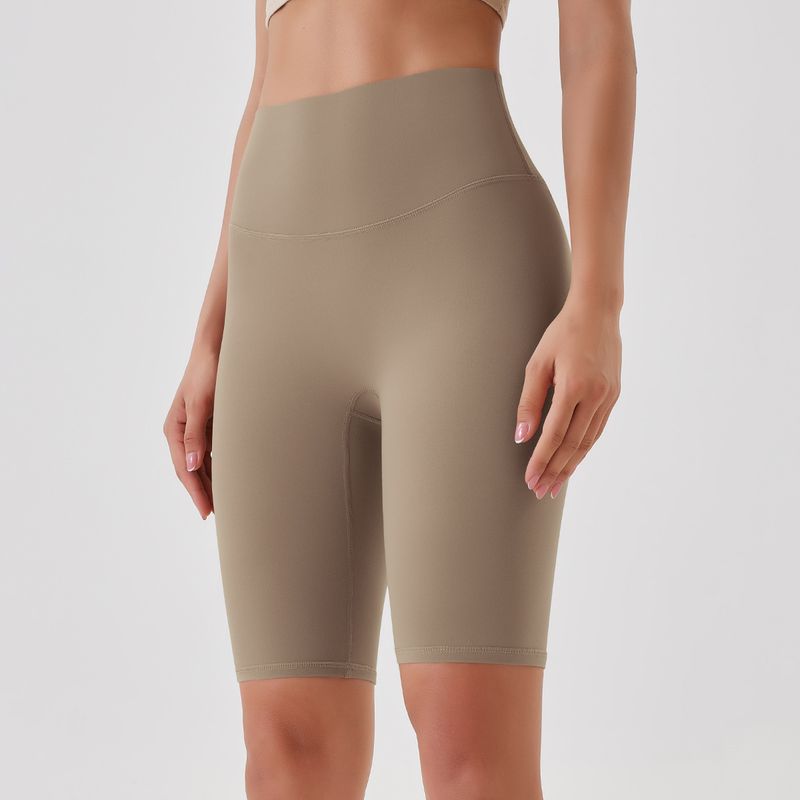Women's Clothing double-sided brushed yoga shorts without embarrassing lines, buttocks lifting and abdominal control sports running fitness pants_voghion.com