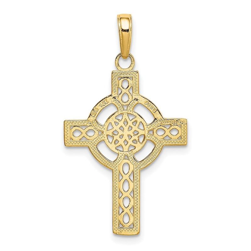 14k Diamond-cut Celtic Cross Pendant_voghion.com