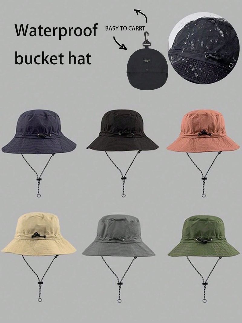 1 cappello da pescatore leggero, impermeabile, antivento, con coulisse, regolabile, a tesa larga, con protezione solare e asciugatura rapida._voghion.com