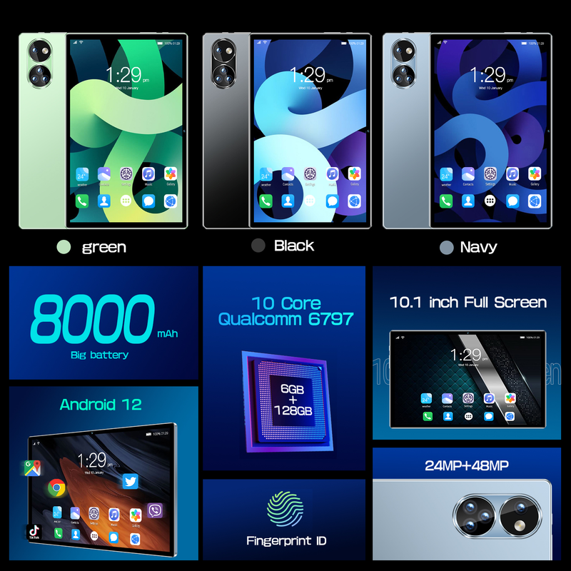 2023 Gobal Version P10 Tablet Pc 10,1 Zoll Android 12 6GB 128GB Deca Core Google Play WPS 5G WIFI Bluetooth Heiße Verkäufe Laptop_voghion.com