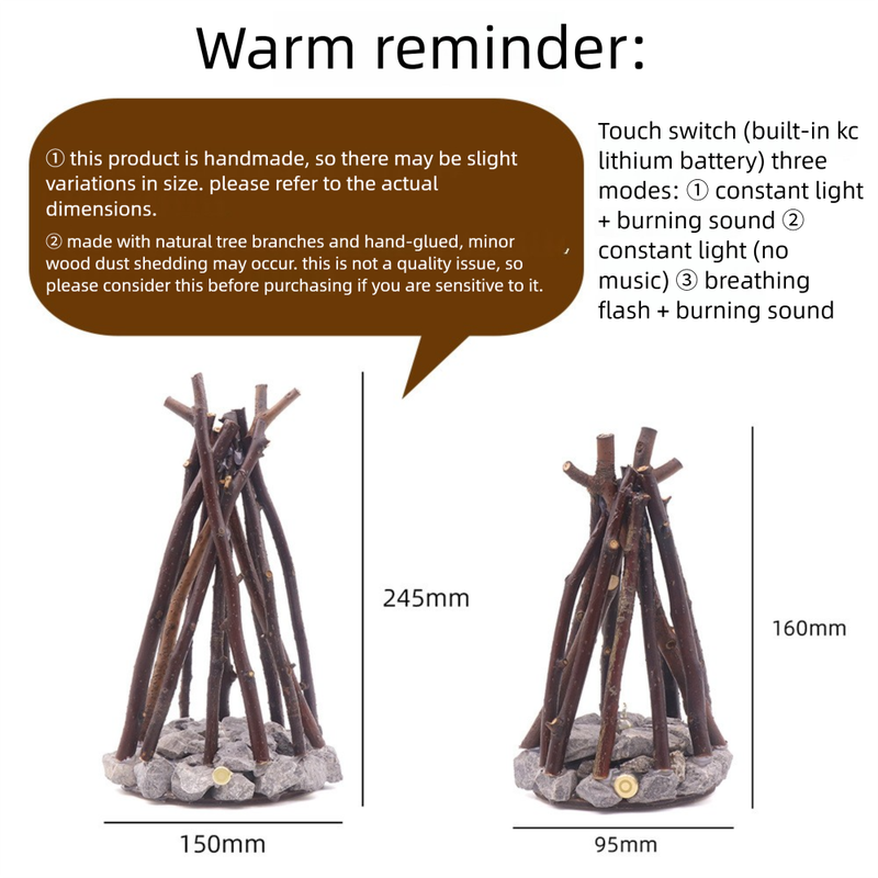 Creative Night Light Simple Retro Decoration Handmade Tree Branch Shape LED Burning Campfire Homestay Three-Dimensional_voghion.com