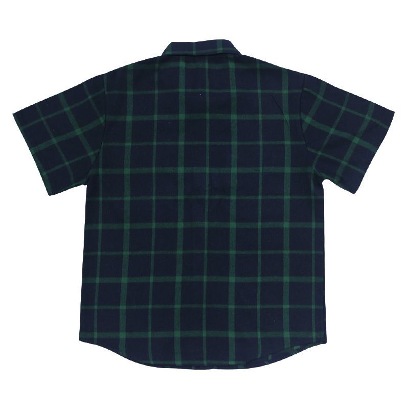 2024 Men's Trendy Plaid Patchwork Buttoned Casual Sports Short Sleeve Shirt_voghion.com