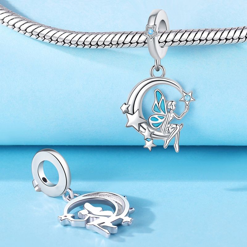 Kadın Takıları Yıldız Ay ve Güneş Charm Kolye Moda Boncuklu Takı Kendin Yap Kolye Bilezik Aksesuarları Kadın Bakır Gümüş_voghion.com