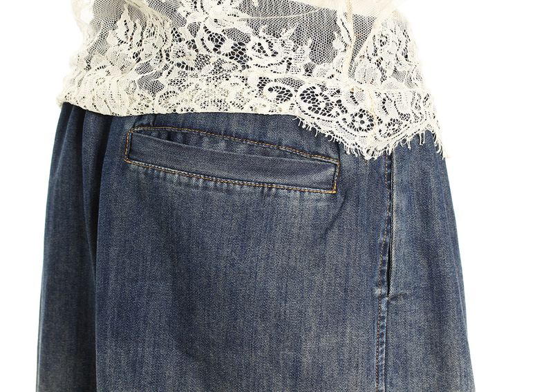 Completo estivo personalizzato in due pezzi in denim, stile nuovo, ragazza sexy, con giunture in pizzo, pantaloncini in denim morbido con bretelle_voghion.com