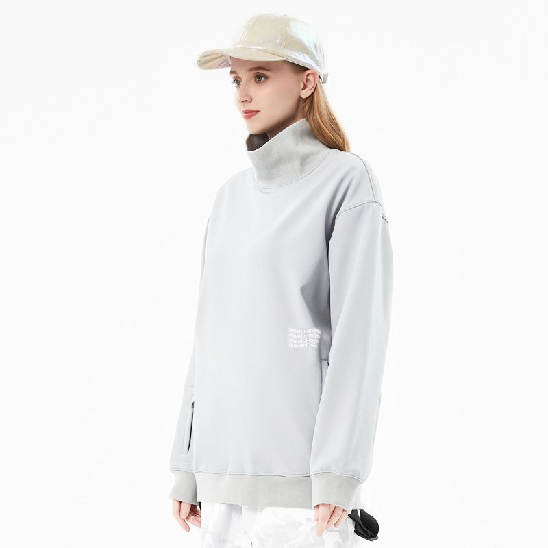 001 Felpa con cappuccio antivento impermeabile tuta da snowboard collo alto maglia da sci foderata in pile pantaloni unisex strato interno_voghion.com