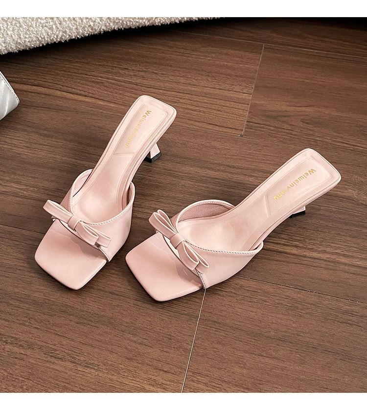 Nischen-Sandalen aus echtem Leder mit hohen Absätzen für Damen, französische kleine Müller-Halbschuhe, 2025, Frühling und Sommer, neu, stilvoll und exquisit_voghion.com