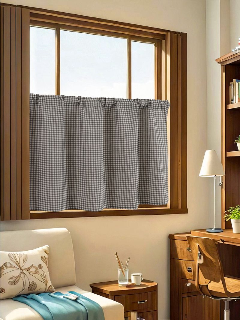 Tende da caffè - Tenda semitrasparente in misto cotone e poliestere con asta di tensione, 6 colori e 9 misure per cucina, camera da letto, soggiorno_voghion.com