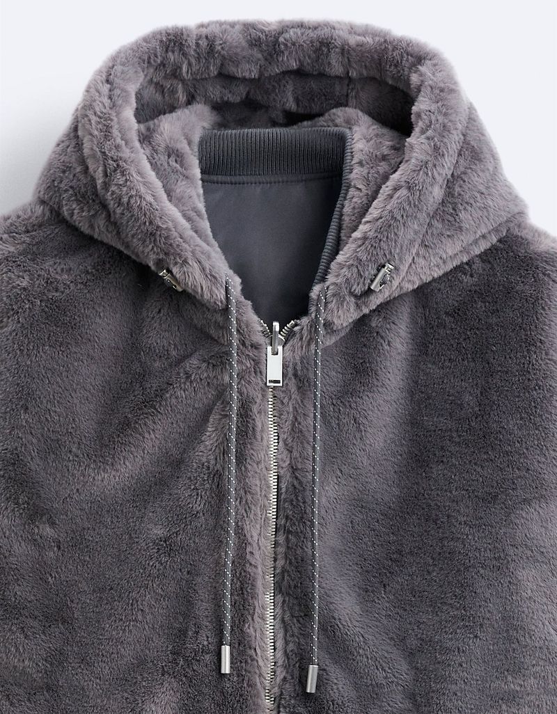 Men's Reversible Thickened Fleece-Lined Hooded Bomber Jacket For Winter, Streetwear Cotton Coat, Black/Grey (S/M/L/XL)_voghion.com