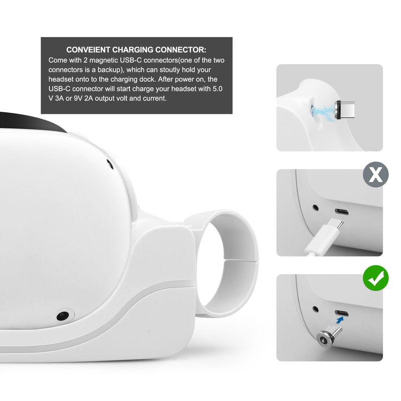 USB magnetni polnilnik, držalo za priklopno postajo za Oculus Quest 2 VR slušalke, hitro polnjenje, stojalo za priklopno postajo za Quest 2 VR dodatki_voghion.com
