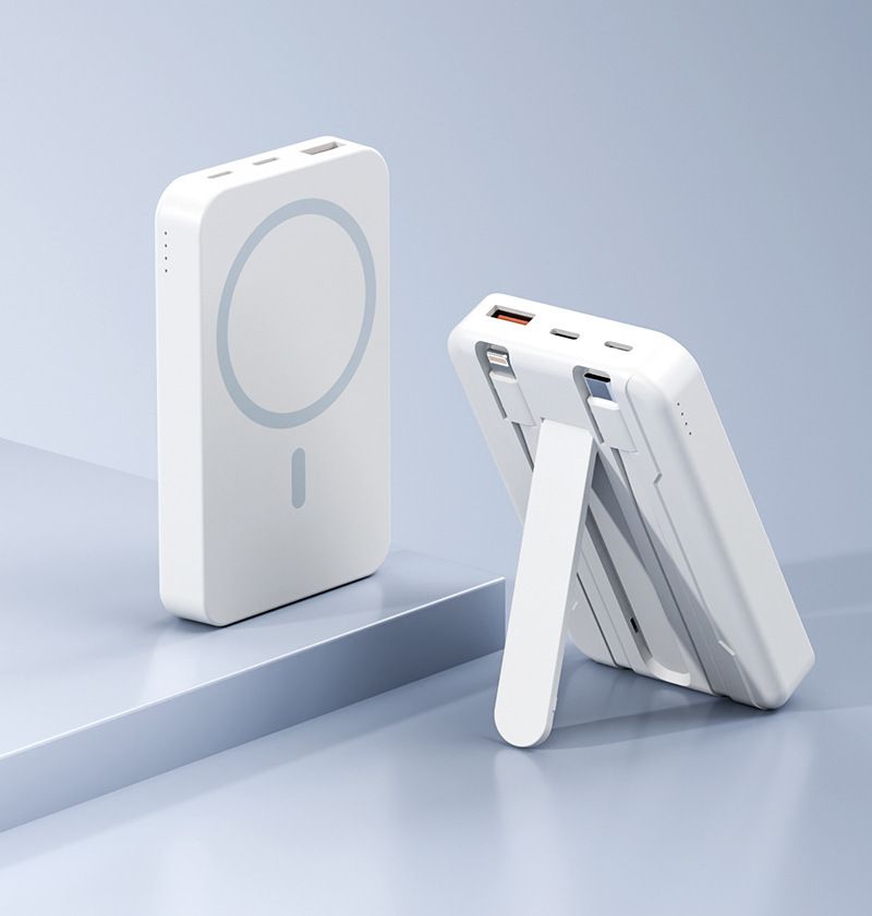 Power Bank con ricarica superveloce da 22,5 W - 20000 mAh con ricarica wireless magnetica da 15 W e cavo e supporto integrati_voghion.com