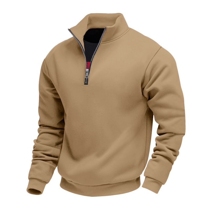Felpa da uomo con fodera in pile e cerniera a un quarto – Abbigliamento casual invernale caldo ed elegante (S-XXXL, colori a tinta unita)_voghion.com