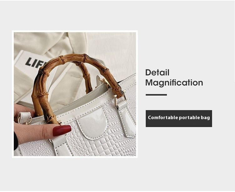 2024 New Tote Bag Women's Bag Foreign Trade Leisure Large Capacity Crocodile Pattern Bag Women's Bamboo Handbag_voghion.com