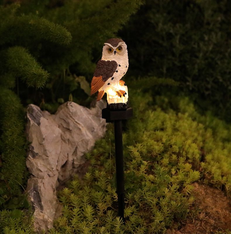 Outdoor-Garten Eule LED Solar Licht Hof Simulation Tier Harz Rasen Stecker in Licht_voghion.com