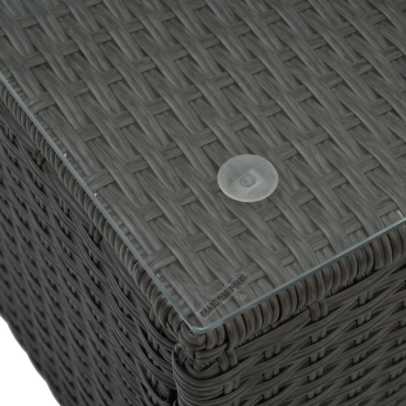 Patio Furniture PE Wicker & Tempered Glass Table_voghion.com