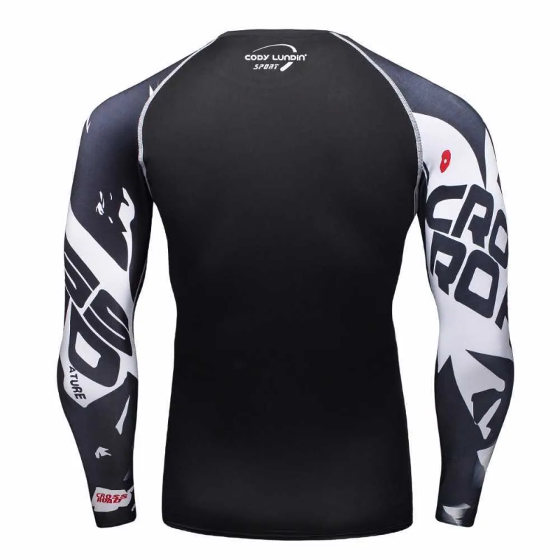 T-shirt da uomo MMA Compressione Rashguard Fiess Maniche lunghe Strato base Pelle attillata Sollevamento pesi Uomo Palestra Corsa_voghion.com