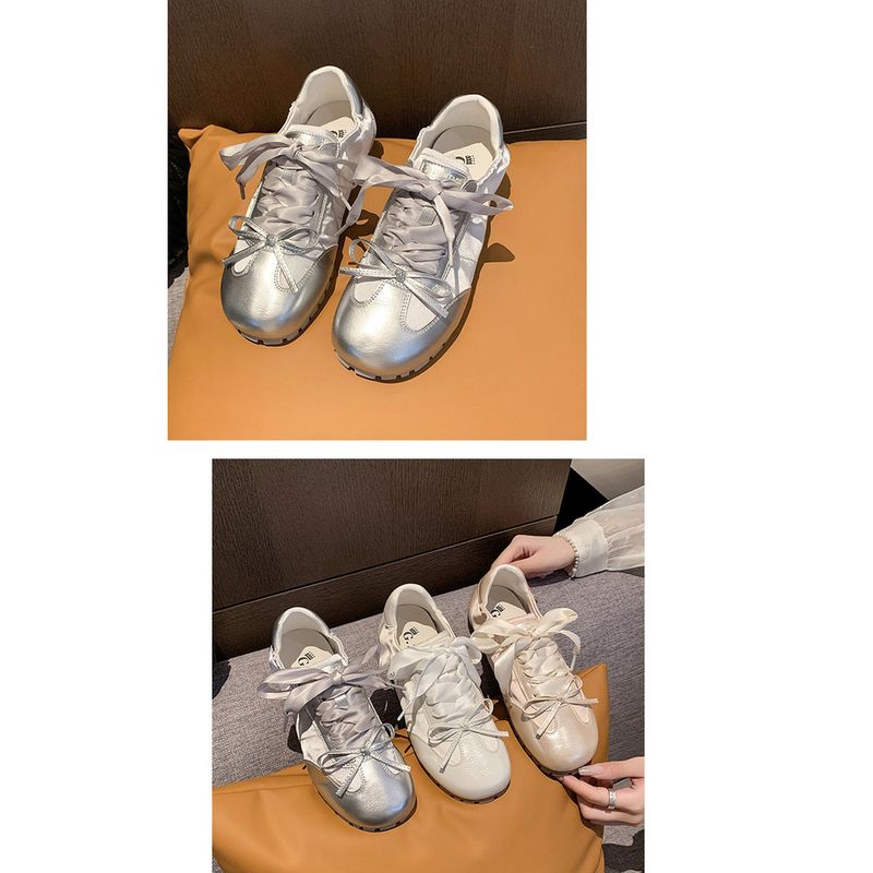 Bowknot Soft Bottom Flats Pink Ballet 2025 Spring Summer New Casual Multifunctional German Training White Women's Shoes Wear Comfortable Lightweight_voghion.com