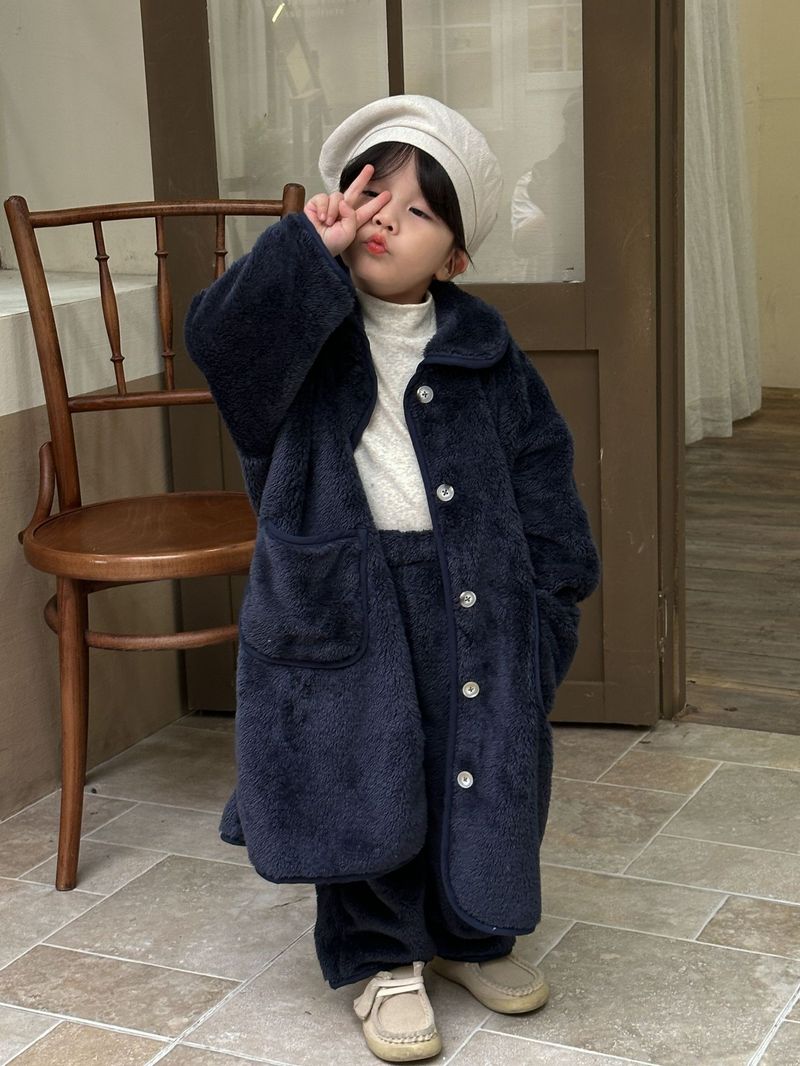 Pijamas de franela para niños, camisón largo de otoño/invierno para bebés, conjunto de ropa de casa de terciopelo Coral para niños y niñas_voghion.com