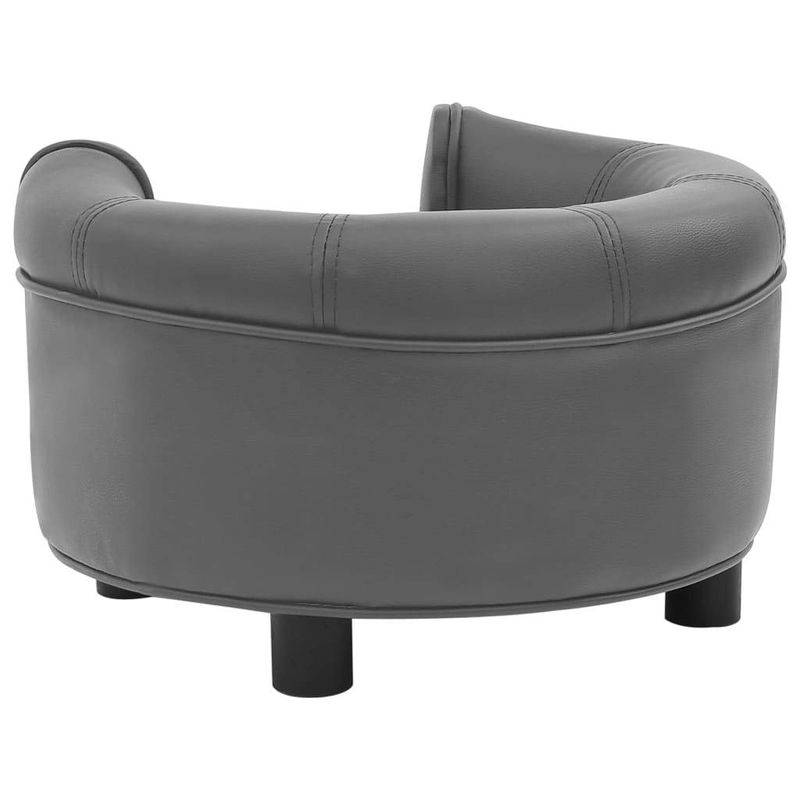 Dog Sofa Gray 18.9"x18.9"x12.6" Plush and Leather_voghion.com