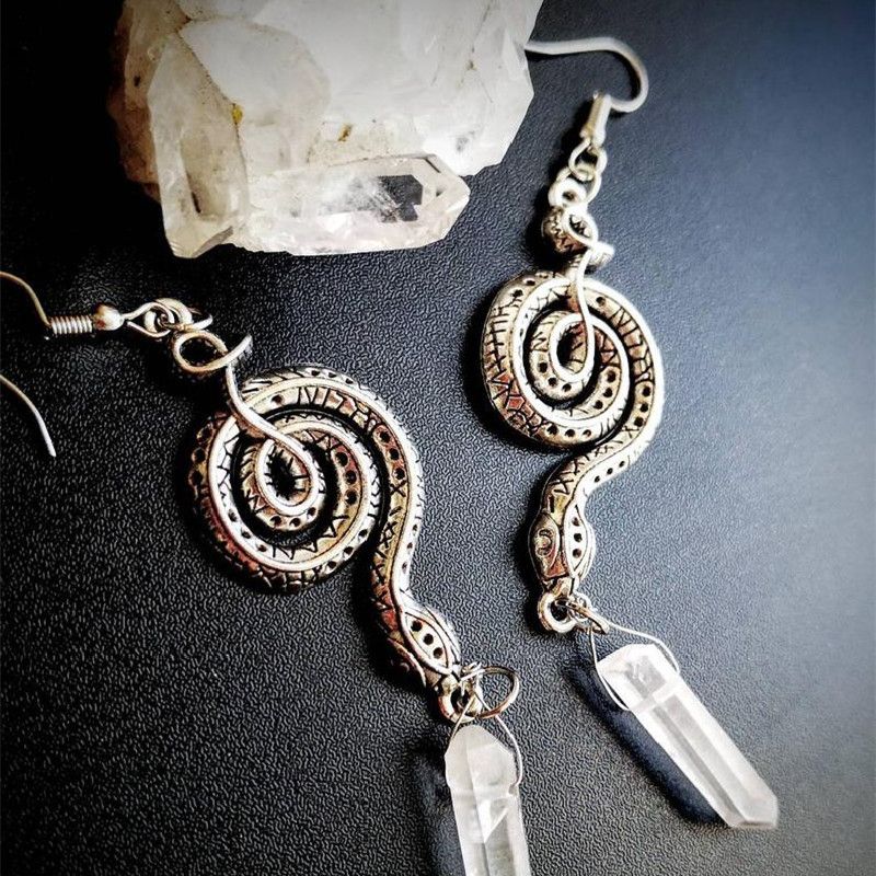 Grensoverschrijdende hot selling nieuwe producten Gotische slangen oorbellen drop magische transparante stenen set slang Gotische klassieke mode sieraden_voghion.com