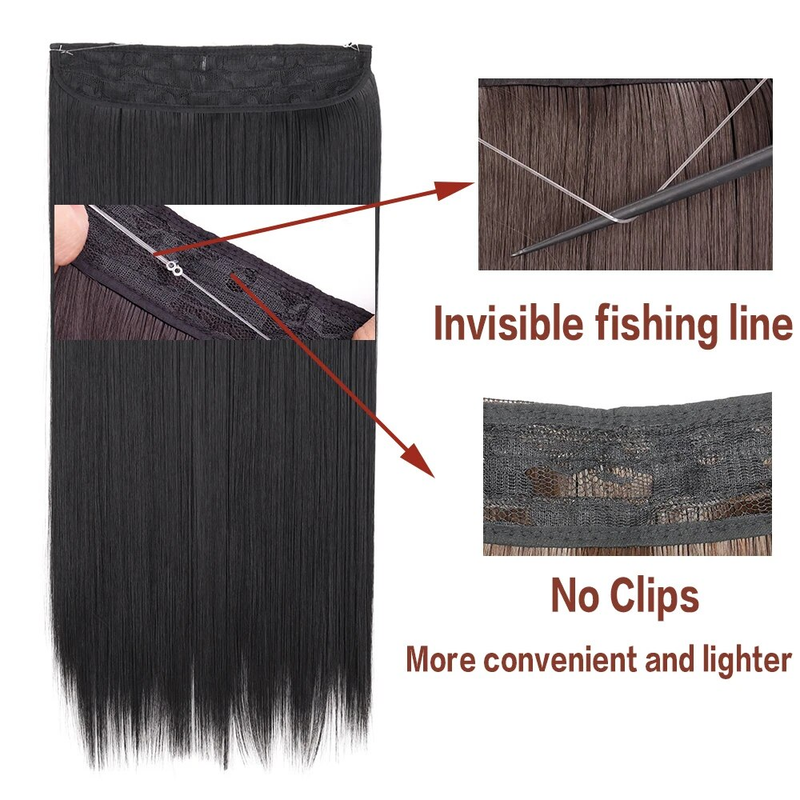 MERISIHAIR – Extensions synthétiques ondulées sans Clip, faux postiche Secret caché, faux postiche avec une ligne de poisson_voghion.com