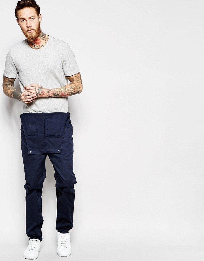 New denim overalls slim fit men's trousers overalls_voghion.com