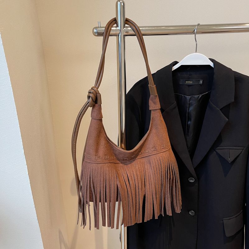 Borsa a tracolla con trama semplice e alla moda da donna, primavera estate 2025, nuova nappa in velluto_voghion.com
