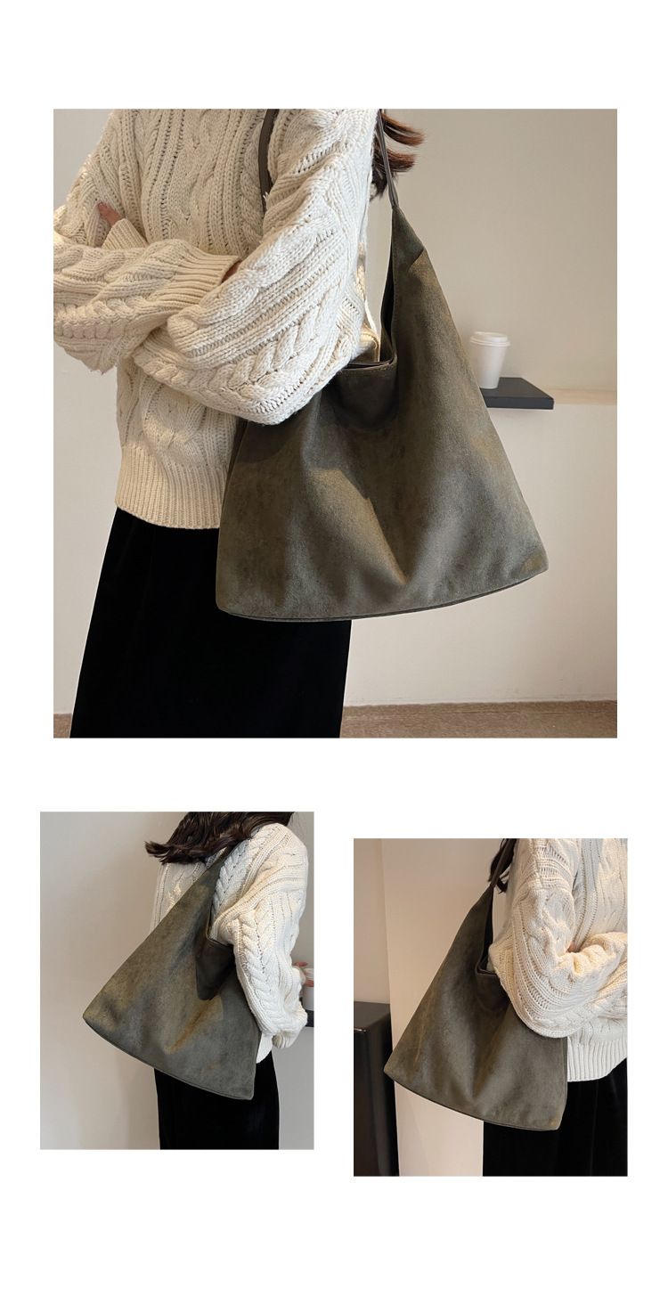 Retro Matte Big Bag Women's 2025 New Autumn And Winter Large-capacity Shoulder Bag, High-end Sense Of Commuting To Work Tote Bag_voghion.com