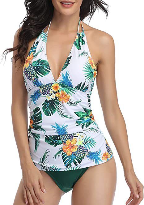 Abbigliamento da donna Costume da bagno due pezzi con scollo all'americana da donna Costume da bagno due pezzi con scollo a V Slip bikini Costume da bagno due pezzi contenitivo per la pancia_voghion.com