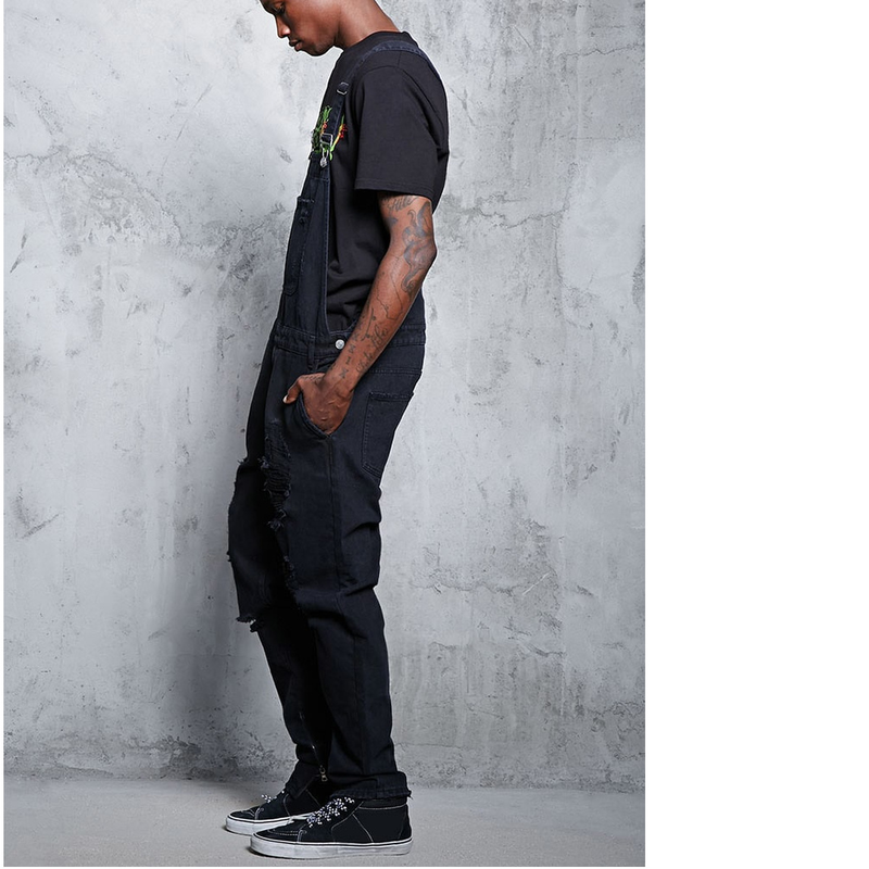 Man's clothing Stylish men's halter denim rompers Jeans pants pop pop work clothes_voghion.com