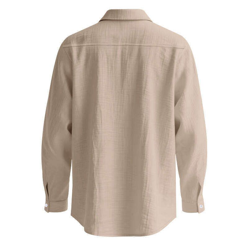 Chemise décontractée en lin pour homme – Chemise boutonnée respirante avec col à revers (blanc/noir/vert kaki/bleu clair, tailles S à XXXL)_voghion.com