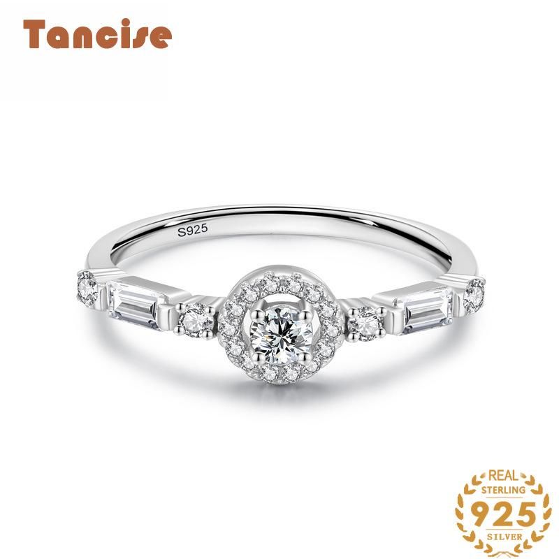 Tancise Anello in argento con zirconi classici Gioielli da donna Promessa di nozze Regalo per feste_voghion.com
