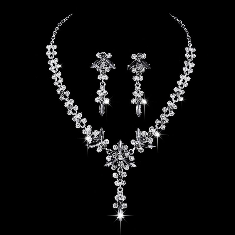 Women's Jewelry Set Bridal Necklace Set Fashion High End Crystal Necklace Earrings Jewelry Two Piece Set_voghion.com