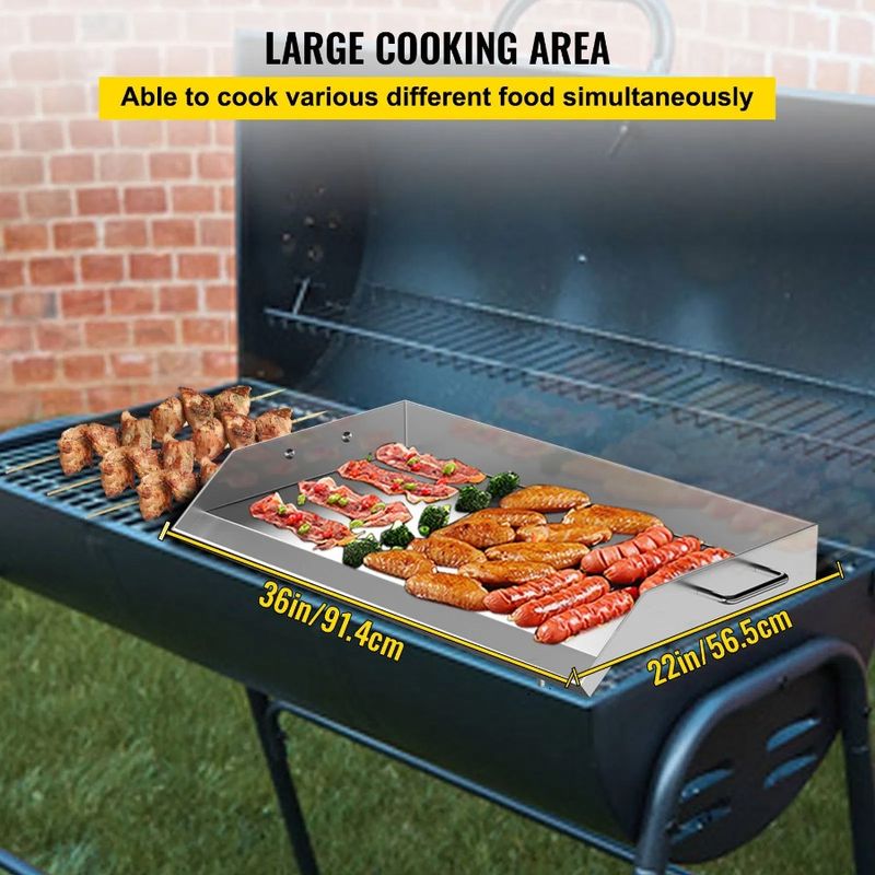 2 X 22 Gas BBQ Charcoal Griddle And Universal Grease With Flat 36 Handles Steel Stainless Rectangular Top Grill Plate NonStick_voghion.com