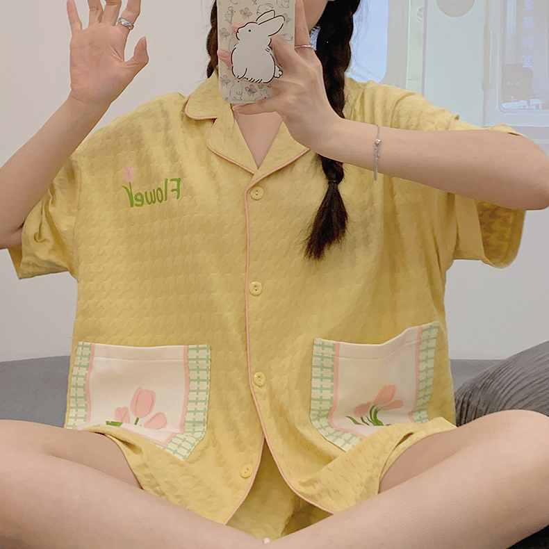 2023 new summer pajamas sweet and comfortable short-sleeved shorts home summer suit_voghion.com