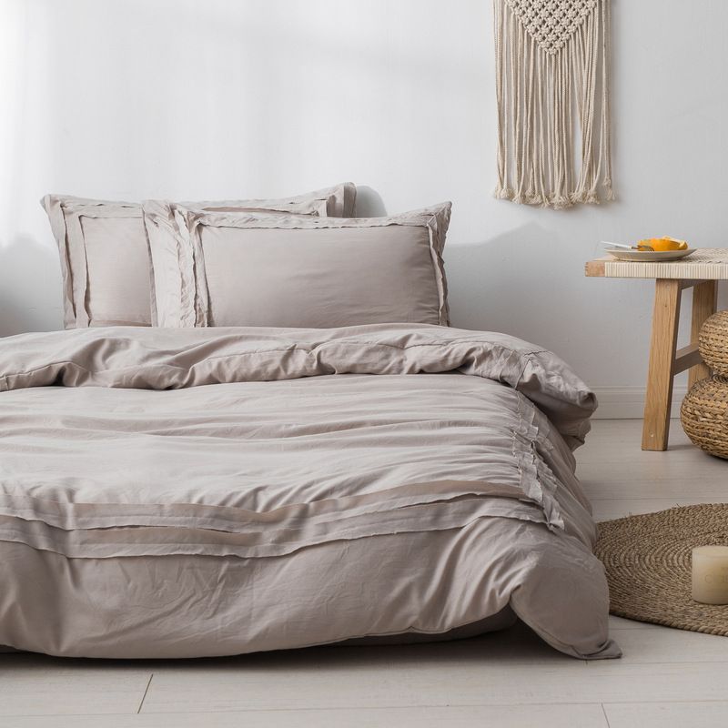 Parure de lit minimaliste moderne – Bleu marine et jaune terreux, taille simple/queen/king size | Polyester de haute qualité avec impression active et tissage sergé_voghion.com