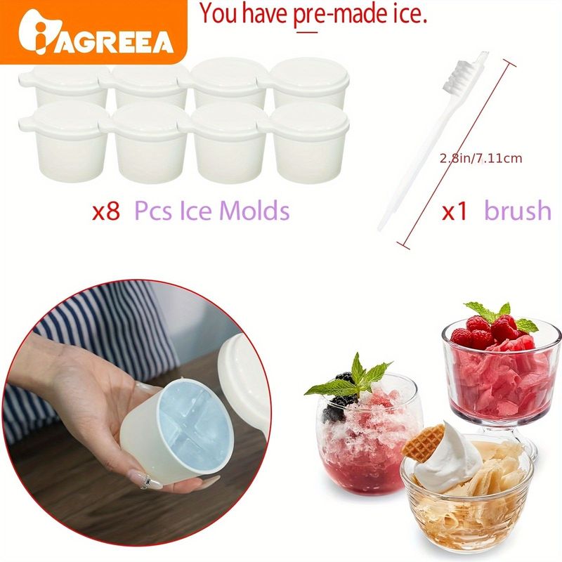 IAGREEA Shaved Ice Machine, Kitchenaid Ice Cream Maker With 8 Ice Molds For Kitchen Auxiliary Mixers_voghion.com