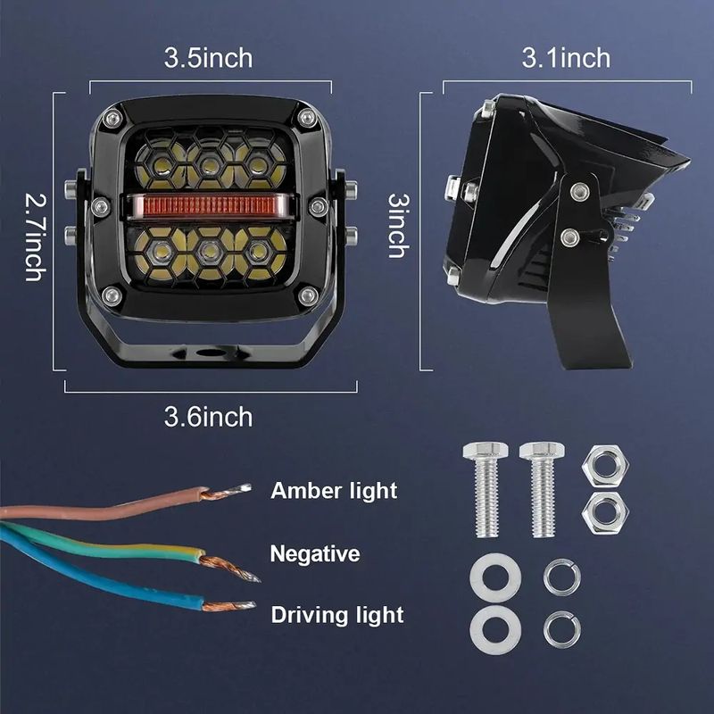 Luces LED de cubo de 60 W, luces de advertencia ámbar para camión, Jeep, ATV, UTV, motocicleta, luces de trabajo LED multifuncionales para conducción todoterreno, pares_voghion.com