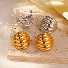 Cross-border hot earrings fashion stainless steel earrings trend simple twisted round ladies earrings jewelry wholesale_voghion.com