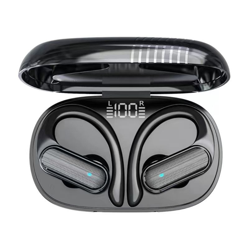 1 Set Auricolari wireless Conduzione ossea Gancio per l'orecchio Batteria a lunga durata Riduzione del rumore Suono HiFi Compatibile con Bluetooth 5.3_voghion.com