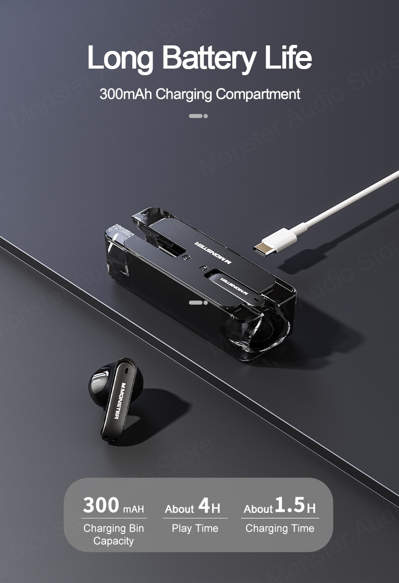 Monster xkt08 Gaming-Kopfhörer Wireless Bluetooth 5.0-Kopfhörer mit geringer Latenz Rauschunterdrückung Ohrhörer Sport-Kopfhörer Headset-Mikrofon_voghion.com