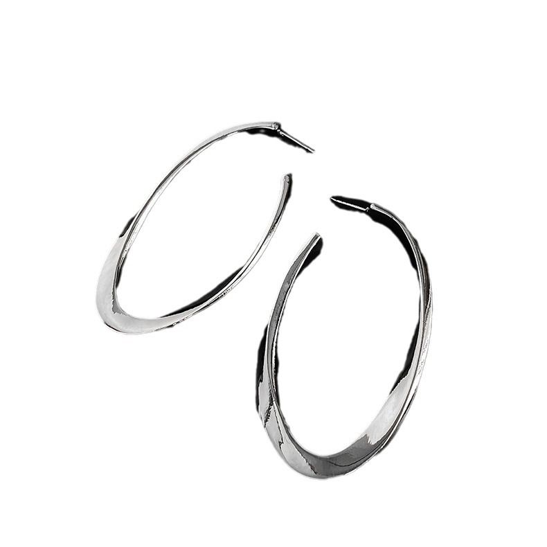 Orecchini a cerchio ovali in stile minimalista Silver Needle, semplici e alla moda, eleganti gioielli per le orecchie di alta qualità_voghion.com