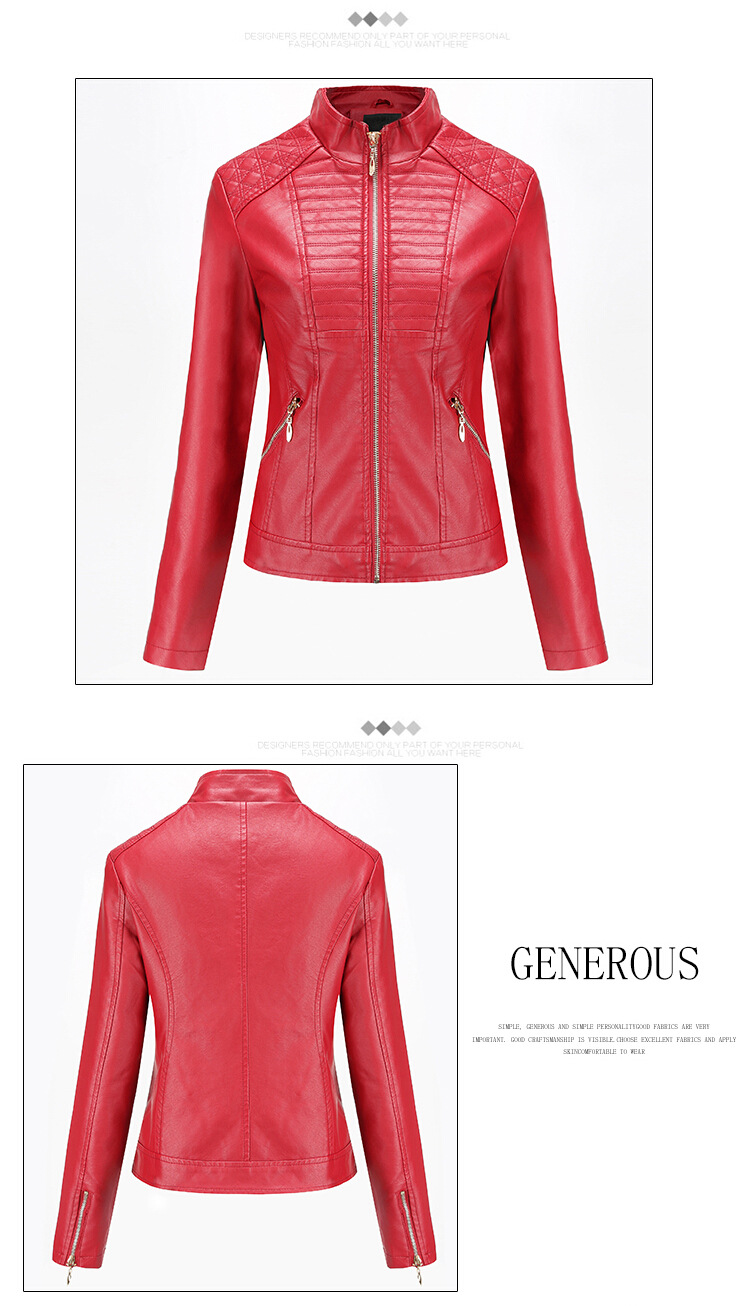Women's Clothing Leather Jacket Leather Jacket Casual Spring and Autumn Coat_voghion.com