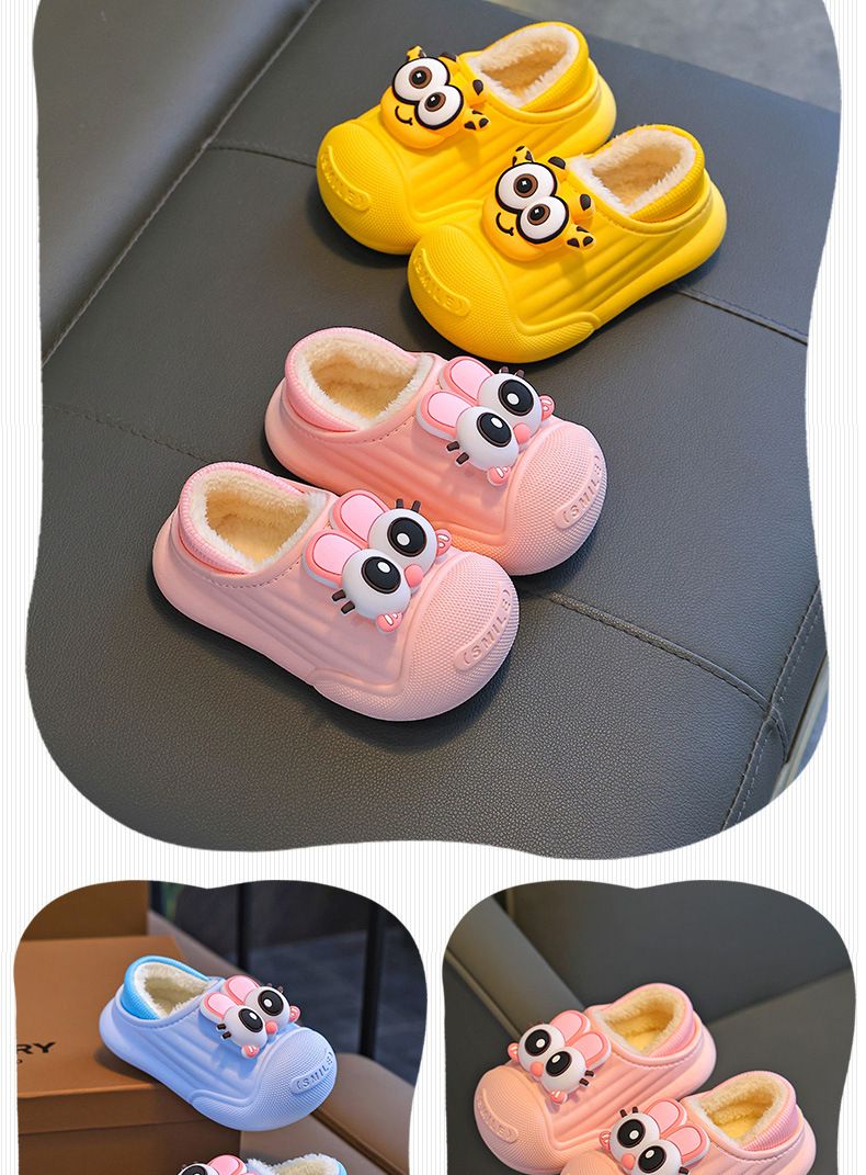 "Pantofole invernali per bambini – Calde pantofole da casa per interni/esterni con fodera in pile e suola antiscivolo in PVC (taglie 24-39, motivo con cervi e coniglietti)"_voghion.com