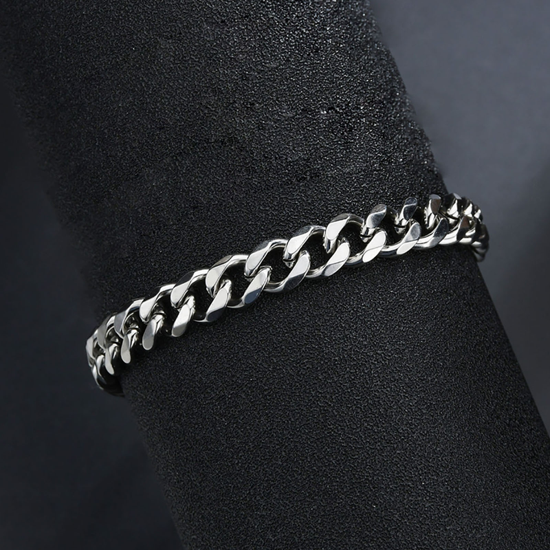 Yamaler Men Bracelet Chain Plated Stainless Steel Hip Hop Geometric Cuban Link Bracelet Fashion Jewellery_voghion.com