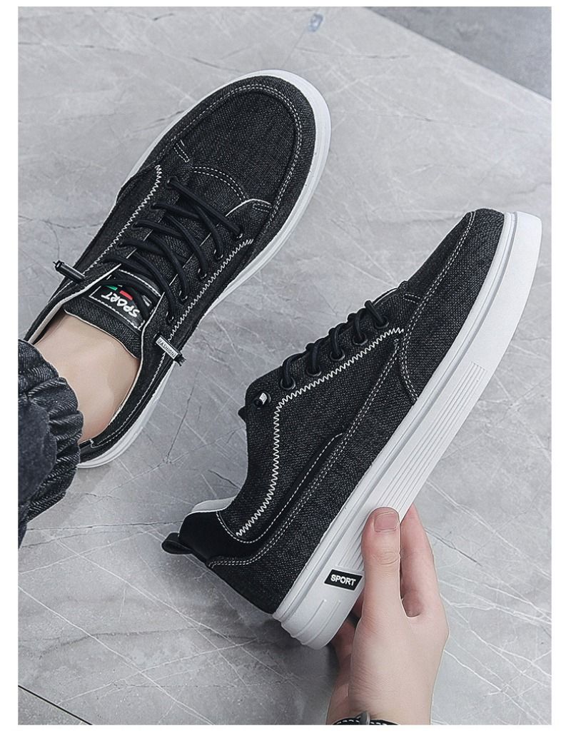 Scarpe vulcanizzate da uomo 2024 nuove Sneakers Casual da uomo scarpe di tela traspiranti moda estiva appartamenti da esterno neri Tenis_voghion.com