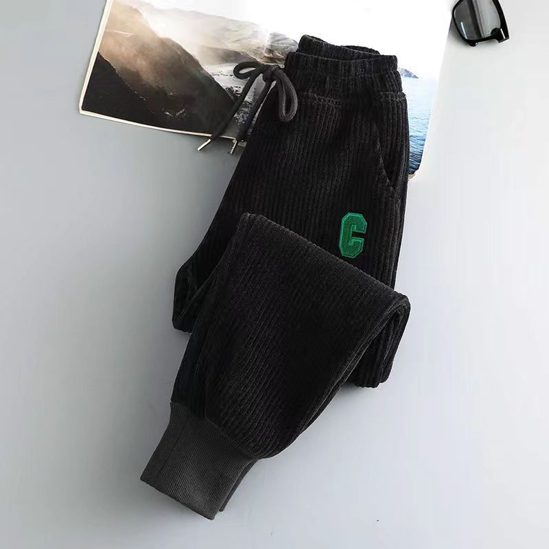 Roupas femininas Inverno mais veludo calças de moletom espessadas para mulheres todas as combinações casuais punhos quentes calças harém soltas cintura elástica fina calças esportivas_voghion.com